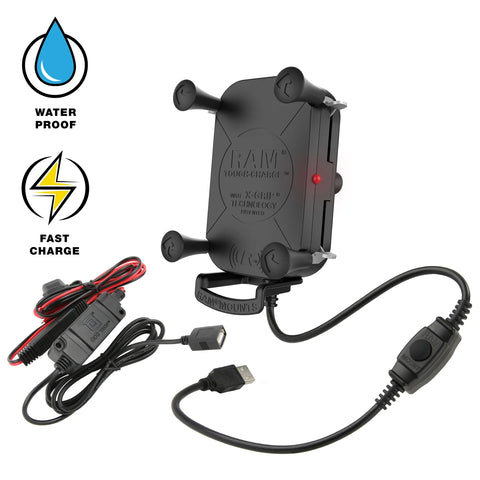 RAM-HOL-UN12WB-V7M-1 RAM Tough-Charge™ 15W Waterproof Wireless Charging Holder w/ Charger