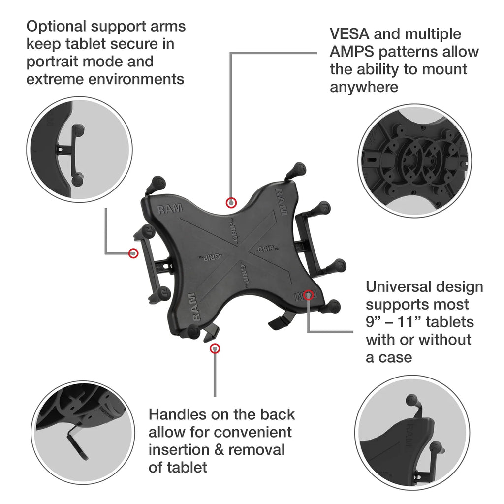 RAM X-Grip Single Ball Composite Mount for 9
