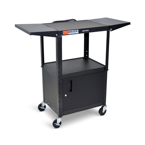 Luxor AVJ42CDL Adjustable-Height Steel AV Cart - Cabinet Drop Leaf