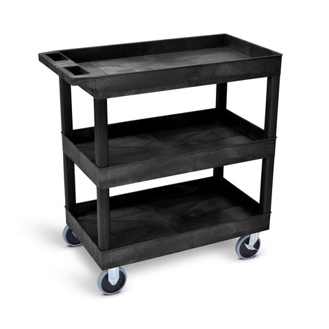 Luxor EC111HD-B 32" x 18" Tub Cart - Three Shelves