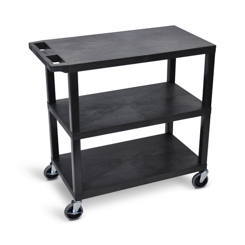 Luxor EC222-B 32" x 18" Cart - Three Flat Shelves