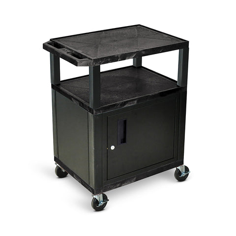 Luxor WT34C2E 34"H AV Cart - 3 Shelves Cab Electric - Black Legs