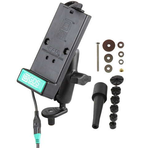 RAM-B-176-GDS-DOCK-V1U RAM Mounts GDS® Universal Phone Dock with Motorcycle Fork Stem Base - Synergy Mounting Systems