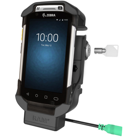 RAM-HOL-ZE7LU RAM Key-Locking Form-Fit Powered Cradle for Zebra TC70, 72, 75 & 77 - Synergy Mounting Systems