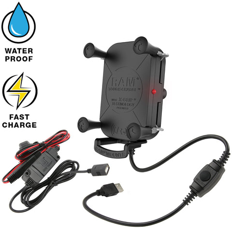 RAM-HOL-UN12WB-V7M RAM Mounts Tough-Charge™ Waterproof Wireless Charging Holder with Charger - Synergy Mounting Systems