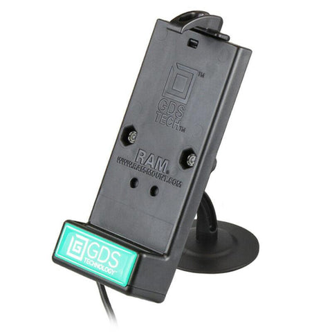 RAP-SB-180-GDS-DOCK-V1U RAM Mounts GDS® Powered Phone Dock with RAM® Lil Buddy™ Adhesive Dash Mount - Synergy Mounting Systems