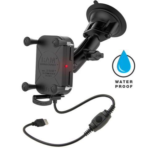 RAM-B-166-UN12W RAM Mounts Tough-Charge™ Waterproof Wireless Charging Suction Cup Mount - Synergy Mounting Systems