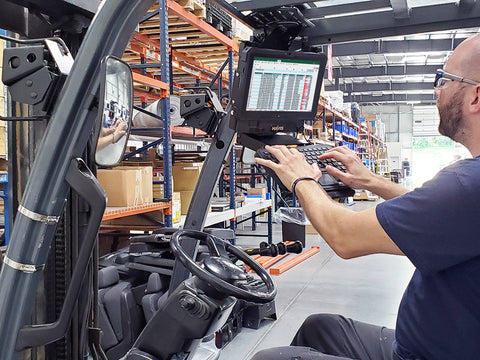 Havis C-MH-1009 Forklift Height Adjustable Overhead Mounting Package for Tablets with Keyboard Tray - Synergy Mounting Systems