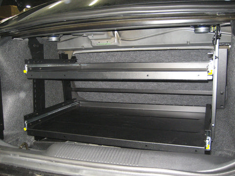 Havis C-TTB-CHGR-4-DD 2011-2021 Dodge Charger Full Width Trunk Tray Bearing, Double Decker Shelves - Synergy Mounting Systems