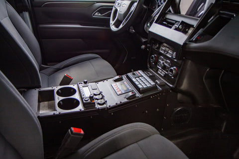 Havis C-VS-1012-TAH Standard 9" Wide Medium Angled 22" Vehicle Specific Console for 2021 Chevrolet Tahoe Police Pursuit Vehicle - Synergy Mounting Systems