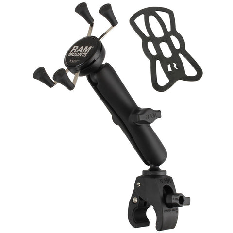 RAM-B-400-C-UN7U RAM Mounts Small Tough-Claw Base with Long Double Socket Arm and Universal RAM® X-Grip® Cell/iPhone Cradle - Synergy Mounting Systems