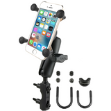 RAM-B-174-UN7U RAM Mounts Combination Brake/Clutch Reservoir U-Bolt Mount with Universal X-Grip® Cell/iPhone Holder - Synergy Mounting Systems