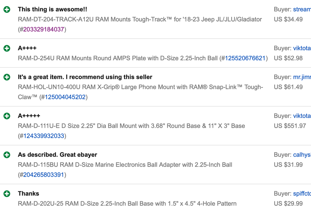 More great eBay feedback!
