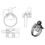 RAM-B-108U RAM Double Ball Strap Hose Clamp Mount with Round Plate - Medium