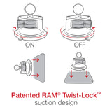 RAM-B-166-A-237U RAM Mounts Twist-Lock™ Suction Cup Mount with 1/4"-20 Threaded Stud - Short