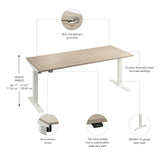 Bush Business Furniture M4S7230NEWK Move 40 Series 72W x 30D Electric Height Adjustable Standing Desk in Natural Elm with White Base