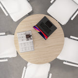 Bush Business Furniture 99TB42RNE 42-inch Round Conference Table with Wood Base in Natural Elm