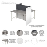 Bush Business Furniture HUS023WHPG Hustle 60-inch 2 Person Office Cubicles with Locking Storage and Large Tackboards in White and Platinum Gray
