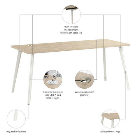 Bush Business Furniture VSD172NE Vista 72W x 30D Computer Desk with Splayed Metal Legs in Natural Elm