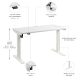 Bush Business Furniture CH4002BLF-03 Move 40 Series 48W x 24D Electric Height Adjustable Standing Desk in White with White Base