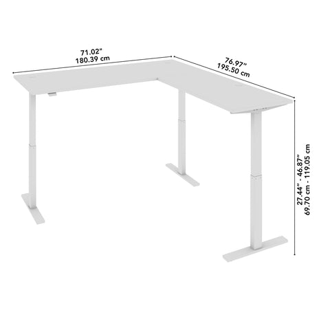 Bush Business Furniture M6SL7278PGSK Move 60 Series 72W Height Adjustable L Shaped Standing Desk in Platinum Gray with Metallic Gray Base