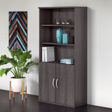 Bush Business Furniture STC015SG Studio C 5 Shelf Bookcase with Doors in Storm Gray