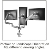 Lorell LLR99804 Triple Mounting Arm for Three Monitors - Gray