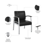 Bush Business Furniture CH3901BVL-03 Arrive Waiting Room Guest Chair with Arms in Black Vinyl