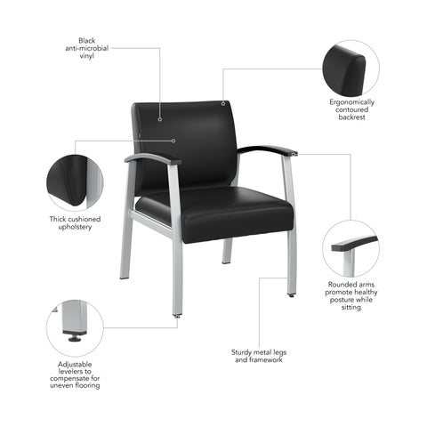 Bush Business Furniture CH3901BVL-03 Arrive Waiting Room Guest Chair with Arms in Black Vinyl