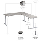 Bush Business Furniture M6SL7278PGSK Move 60 Series 72W Height Adjustable L Shaped Standing Desk in Platinum Gray with Metallic Gray Base