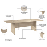 Bush Business Furniture 99TB9642NEK 96-inch Office Conference Table with Wood Base in Natural Elm