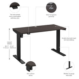 Bush Business Furniture Move 40 Series 48W x 24D Electric Height Adjustable Standing Desk in Storm Gray with Black Base