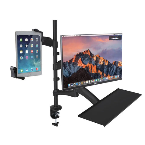 2-in-1 Adjustable Monitor and Tablet Mount Stand with Keyboard Tray CTA DIGITAL