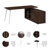 Bush Business Furniture VST005BW Vista 72W L Shaped Desk with Splayed Metal Legs and Low Storage Cabinet in Black Walnut