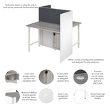 Bush Business Furniture HUS020WHPG Hustle 48-inch 2 Person Office Cubicles with Locking Storage and Large Tackboards in White and Platinum Gray