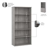 Bush Business Furniture STC015PG Studio C 5 Shelf Bookcase with Doors in Platinum Gray
