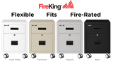 FireKing Mobile Pedestal Legal/Letter File Cabinet - 1-Hour Fire Rated - 4 Colors