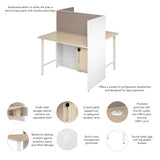 Bush Business Furniture HUS020WHNE Hustle 48-inch 2 Person Office Cubicles with Locking Storage and Large Tackboards in White and Natural Elm