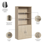 Bush Business Furniture STC015NE Studio C Tall 5 Shelf Bookcase with Doors in Natural Elm