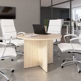 Bush Business Furniture 99TB42RNE 42-inch Round Conference Table with Wood Base in Natural Elm