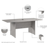 Bush Business Furniture 99TB7236PG 72-inch Office Conference Table with Wood Base in Platinum Gray