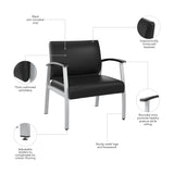 Bush Business Furniture CH3902BVL-03 Arrive Bariatric Waiting Room Guest Chair with Arms in Black Vinyl
