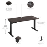 Bush Business Furniture M4S6030SGBK Move 40 Series 60W x 30D Electric Height Adjustable Standing Desk in Storm Gray with Black Base