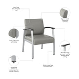 Bush Business Furniture CH3901GVL-03 Arrive Waiting Room Guest Chair with Arms in Light Gray Vinyl