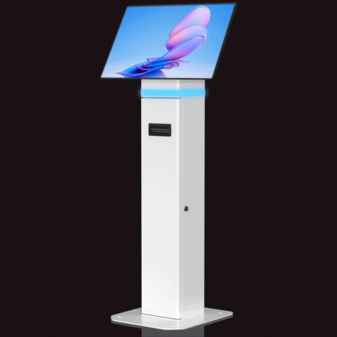 35â€™ Interactive Kiosk Floor Stand with LED Light and Printer Compartment CTA DIGITAL