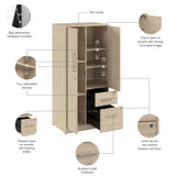 Bush Business Furniture VSS130NEK Vista Wardrobe Cabinet with Drawers in Natural Elm
