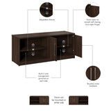 Bush Business Furniture VSS160BW Vista Low Storage Cabinet with Doors and Shelves in Black Walnut