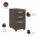 Bush Business Furniture SCF216SGSU Studio C 3 Drawer Mobile File Cabinet in Storm Gray