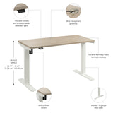 Bush Business Furniture M4S4824NEWK Move 40 Series 48W x 24D Electric Height Adjustable Standing Desk in Natural Elm with White Base