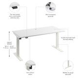 Bush Business Furniture M4S6030WHWK Move 40 Series 60W x 30D Electric Height Adjustable Standing Desk in White with White Base